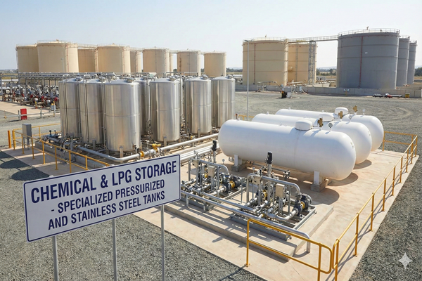 Pressurized sphere storage for LPG
